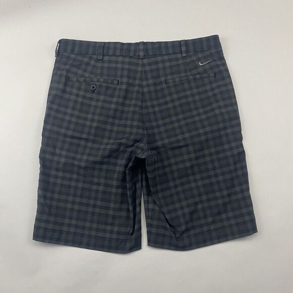 Nike GOLF Dri-Fit CORE Gray Black Plaid Flat Front Shorts Sz 34 Poly Stretch - Picture 9 of 11